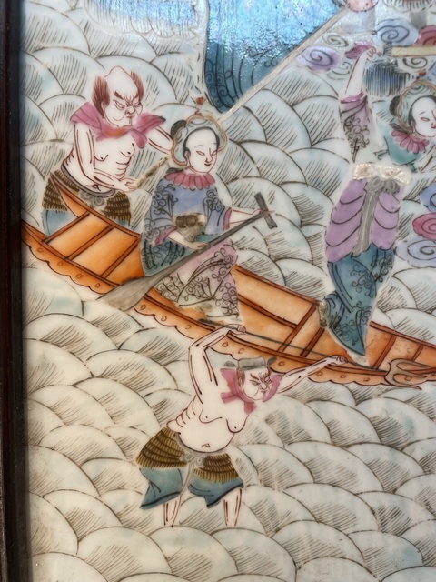 古玩陶瓷粉彩瓷板真品鑒賞圖