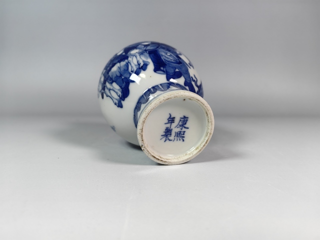 古玩陶瓷晚清霸王別姬人物故事紋青花獸耳尊真品鑒賞圖