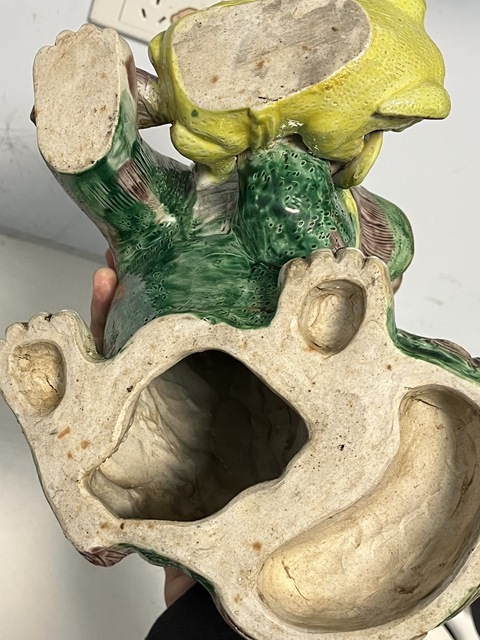 古玩陶瓷素三彩獅子真品鑒賞圖