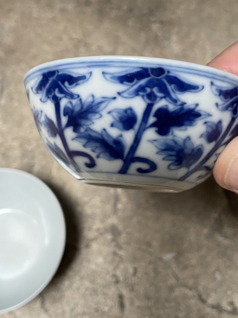 古玩陶瓷青花花卉紋臥足杯拍賣，當前價格58000元