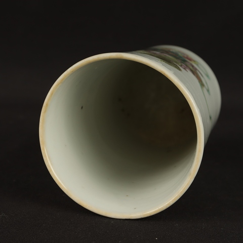 古玩陶瓷飄帶繡球獅子紋粉彩筆筒真品鑒賞圖
