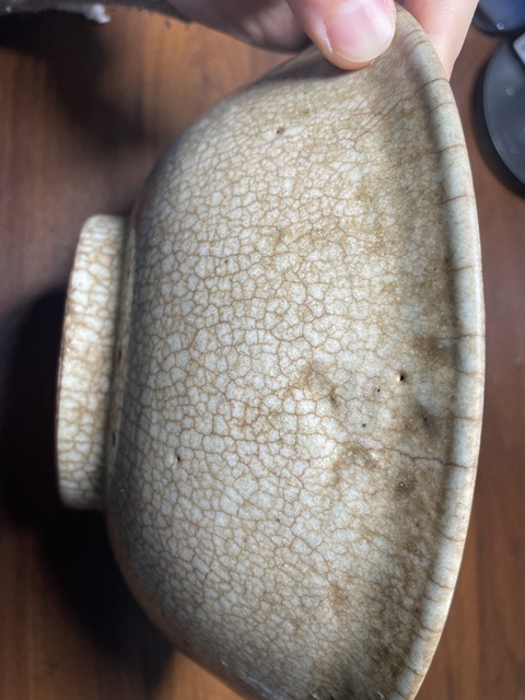 古玩陶瓷清中哥釉碗真品鑒賞圖