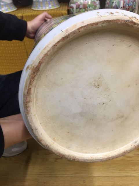 古玩陶瓷錦雞牡丹花鳥紋五彩卷筒真品鑒賞圖