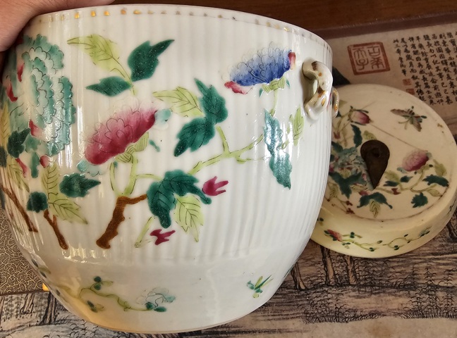 古玩陶瓷晚清?粉彩“富貴萬代”紋四系粥罐（官窯畫片）拍賣，當前價格1500元