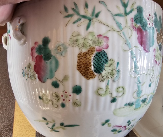 古玩陶瓷晚清?粉彩“富貴萬代”紋四系粥罐（官窯畫片）拍賣，當前價格1500元