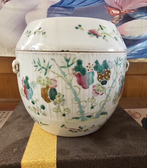 古玩陶瓷晚清?粉彩“富貴萬代”紋四系粥罐（官窯畫片）拍賣，當前價格1500元