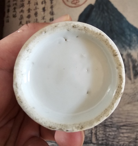 古玩陶瓷晚清三娘教子一路連升粉彩撇口瓶真品鑒賞圖