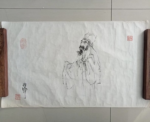 古玩字畫秦嶺云人物線描七幅真品鑒賞圖
