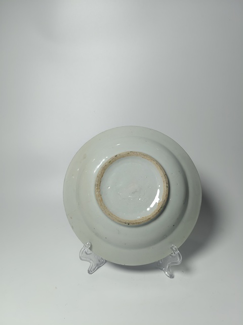 古玩陶瓷粉彩靈芝花卉紋盤真品鑒賞圖