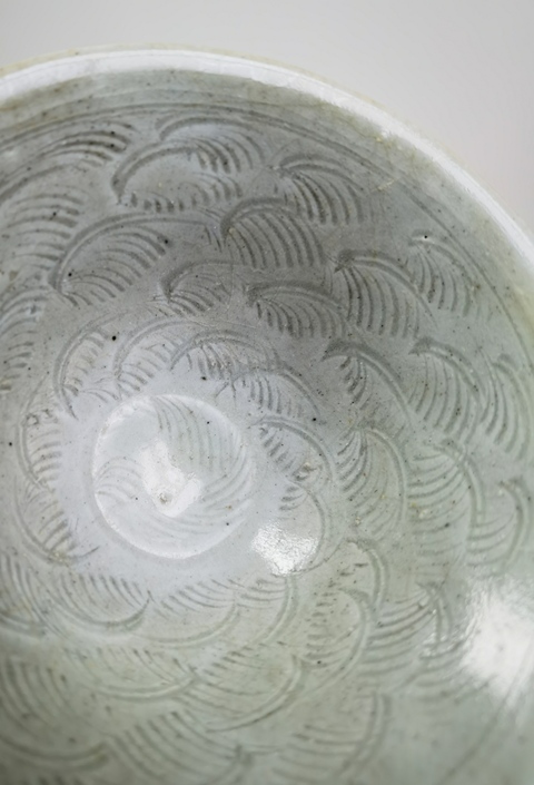 古玩陶瓷建寧窯青白釉刻花斗笠盞拍賣，當前價格3800元