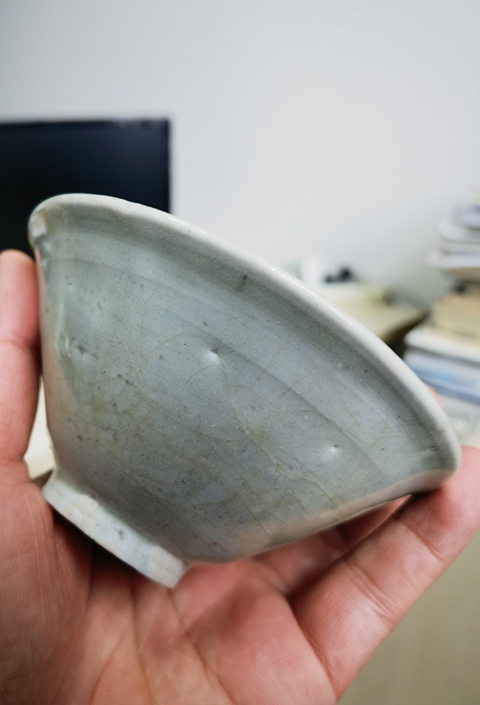 古玩陶瓷建寧窯青白釉刻花斗笠盞拍賣，當前價格3800元