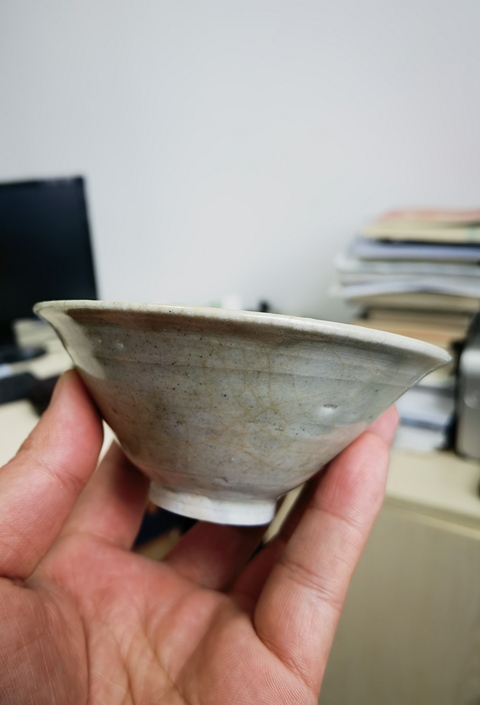 古玩陶瓷建寧窯青白釉刻花斗笠盞拍賣，當前價格3800元