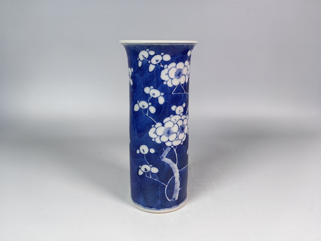 古玩陶瓷晚清冰梅紋青花花觚真品鑒賞圖