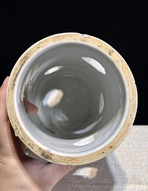 古玩陶瓷粉彩百子鬧春帽筒真品鑒賞圖