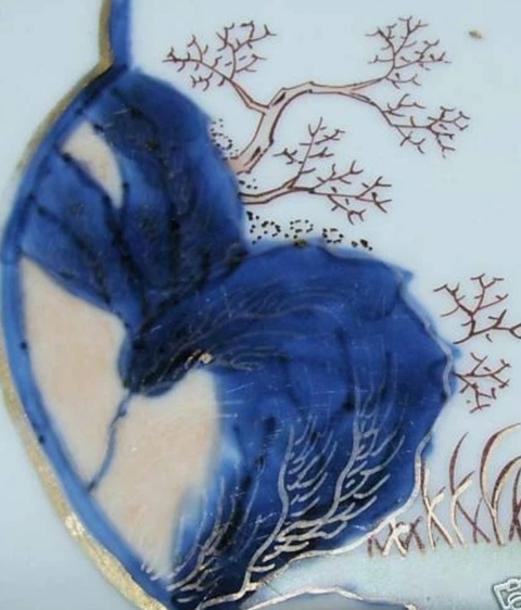 古玩陶瓷青花礬紅松鹿圖折沿盤真品鑒賞圖
