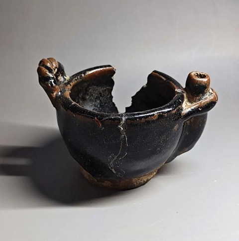 古玩陶瓷清代黑釉油燈真品鑒賞圖