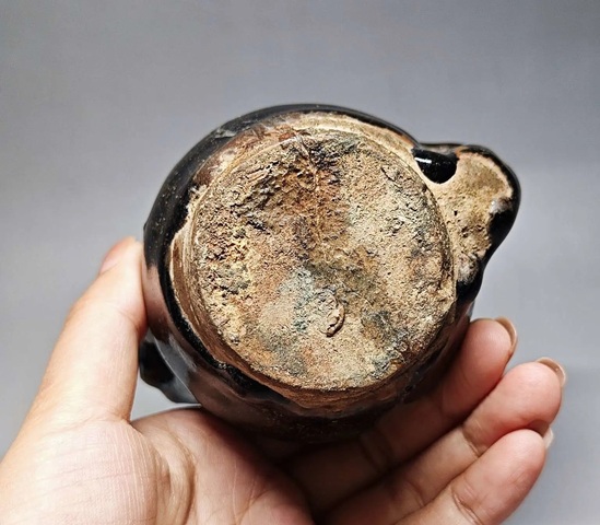 古玩陶瓷清代黑釉油燈真品鑒賞圖