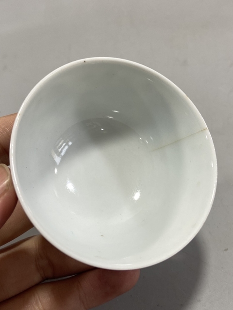 古玩陶瓷大明成化年制款民國青花杯拍賣，當前價格280元