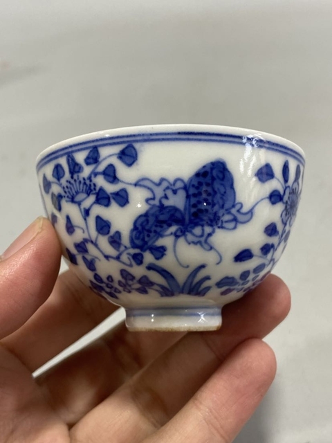 古玩陶瓷大明成化年制款民國青花杯拍賣，當前價格280元