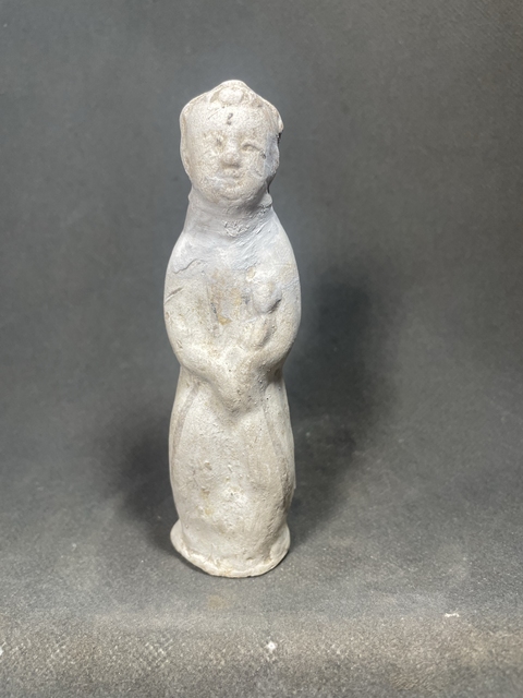 古玩陶瓷白陶抱犬童子陶塑真品鑒賞圖