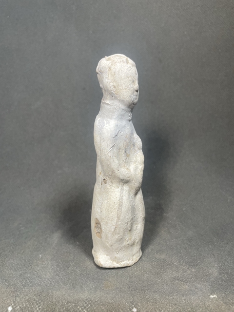 古玩陶瓷白陶抱犬童子陶塑真品鑒賞圖