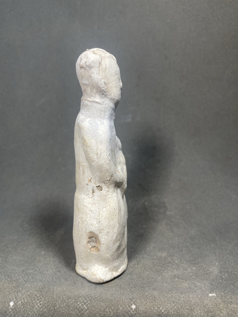 古玩陶瓷白陶抱犬童子陶塑真品鑒賞圖