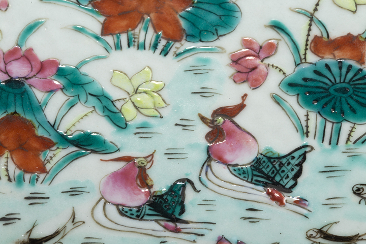 古玩陶瓷清晚·粉彩花鳥紋書擋拍賣，當前價格3136元