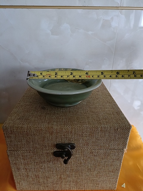 古玩陶瓷元代龍泉梅子青釉圓口洗拍賣，當前價格1980元