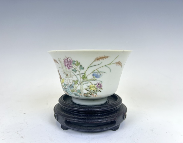 古玩陶瓷民國·“居仁堂制”款粉彩蘆雁圖茶圓真品鑒賞圖