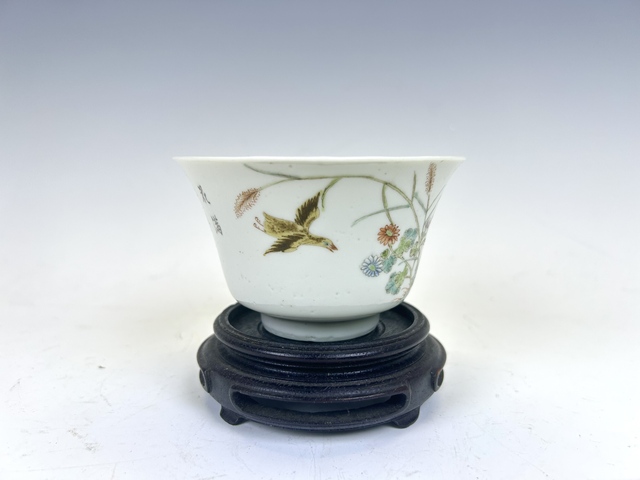 古玩陶瓷民國·“居仁堂制”款粉彩蘆雁圖茶圓真品鑒賞圖