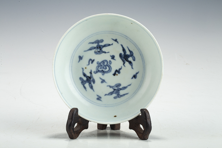 古玩陶瓷明中·青花壬字云紋臥足洗拍賣，當前價格476元