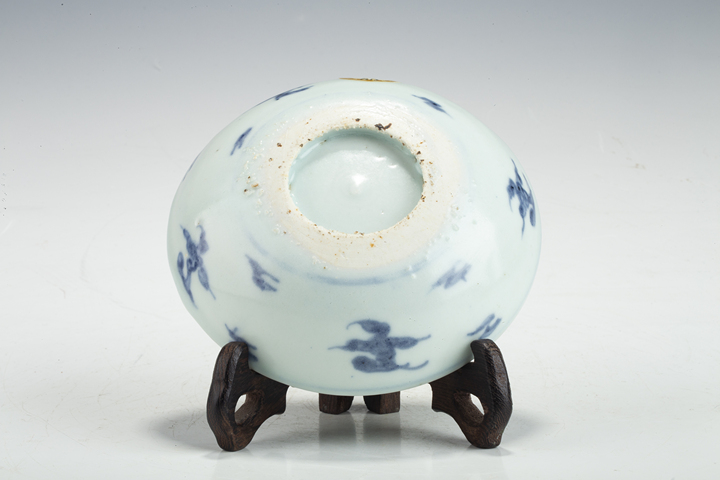 古玩陶瓷明中·青花壬字云紋臥足洗拍賣，當前價格476元