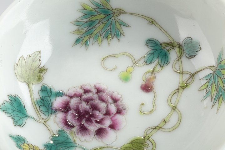 古玩陶瓷民國·粉彩福祿富貴花竹紋筆舔真品鑒賞圖