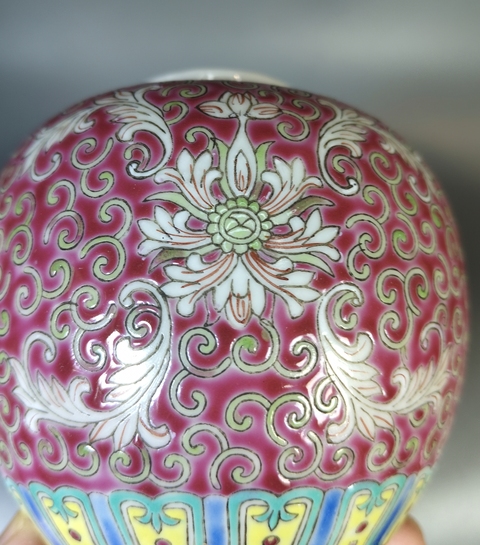 古玩陶瓷民國-胭脂紅粉彩福壽紋罐拍賣，當前價格999元