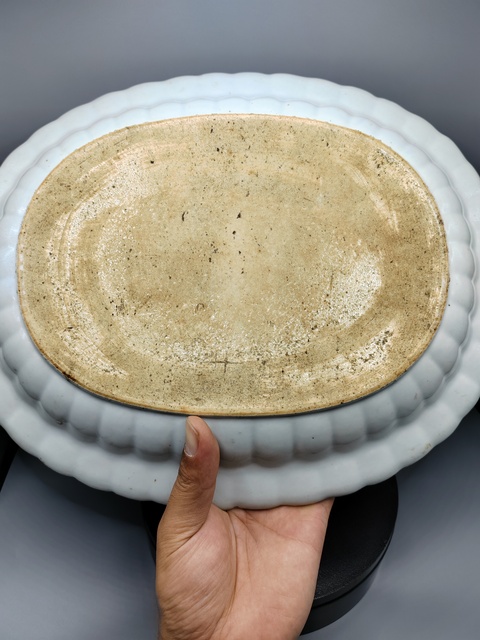 古玩陶瓷青花山水人物紋折沿盤真品鑒賞圖