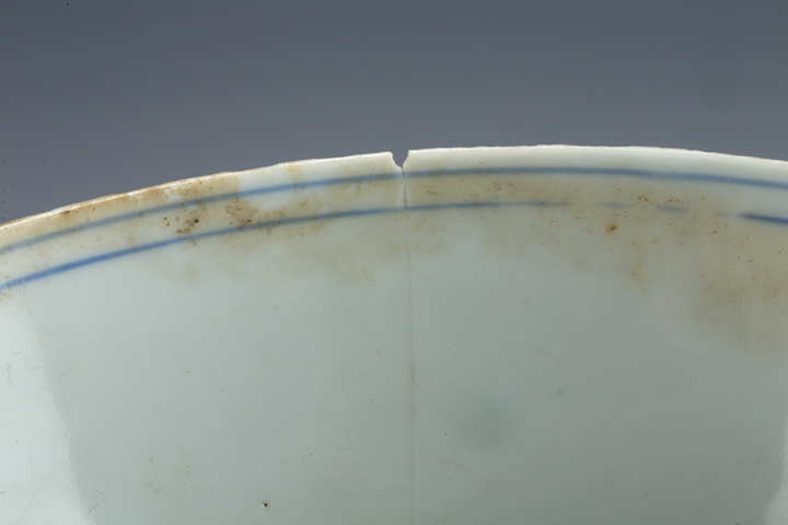 古玩陶瓷明晚·青花留白花卉紋碗真品鑒賞圖