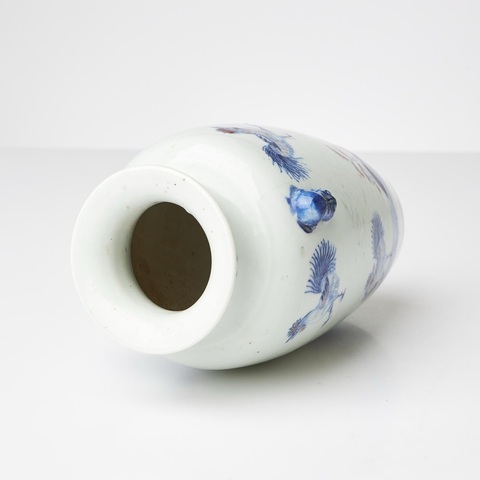 古玩陶瓷清晚期 青花釉里紅雙耳尊真品鑒賞圖