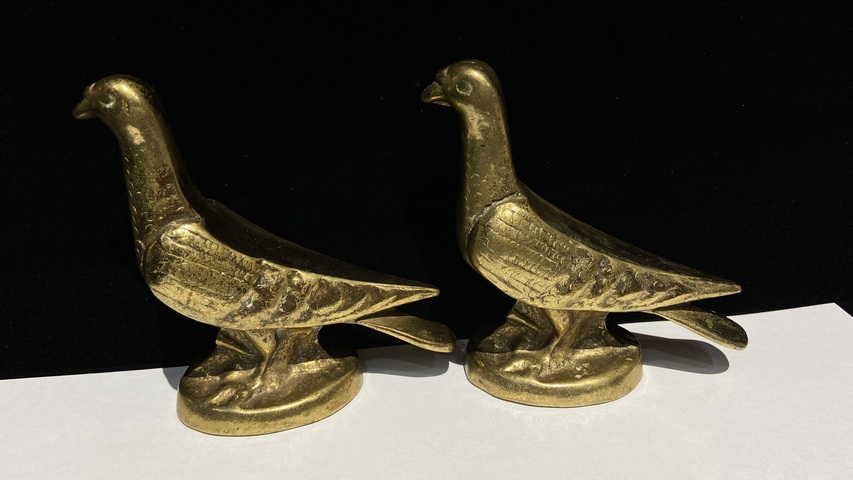 古玩銅器銅鴿一對真品鑒賞圖