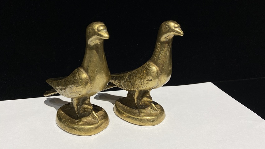 古玩銅器銅鴿一對真品鑒賞圖