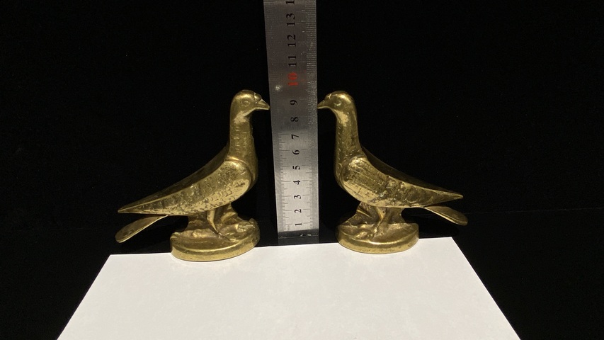 古玩銅器銅鴿一對真品鑒賞圖