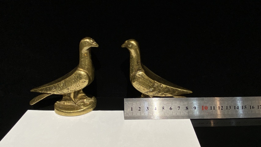 古玩銅器銅鴿一對真品鑒賞圖