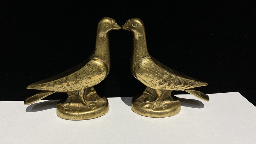 古玩銅器銅鴿一對真品鑒賞圖