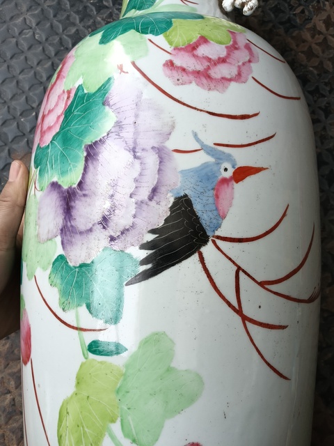 古玩陶瓷花鳥詩紋雙耳瓶拍賣，當(dāng)前價格5000元