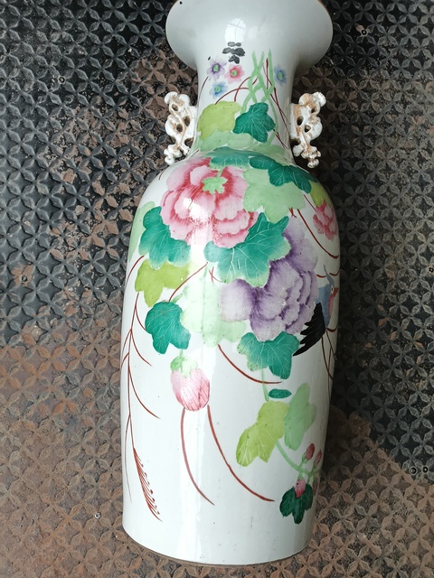 古玩陶瓷花鳥詩紋雙耳瓶拍賣，當(dāng)前價格5000元