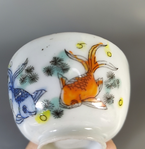 古玩陶瓷彩繪金玉滿堂紋茶碗真品鑒賞圖