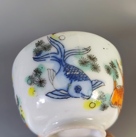 古玩陶瓷彩繪金玉滿堂紋茶碗真品鑒賞圖