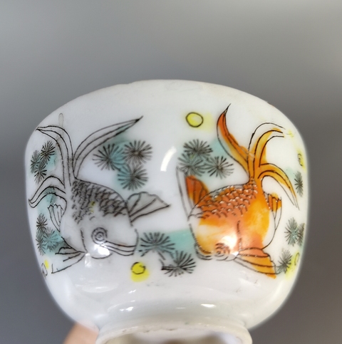 古玩陶瓷彩繪金玉滿堂紋茶碗真品鑒賞圖