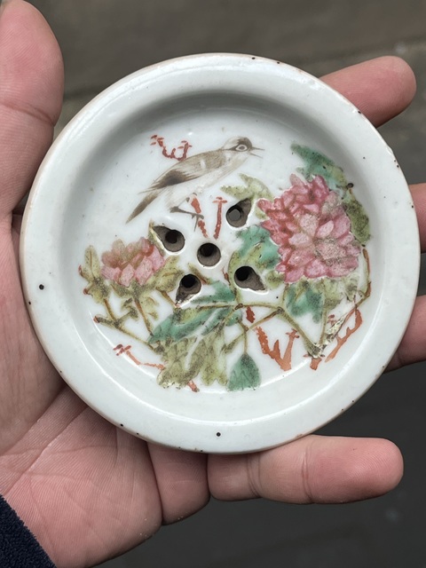 古玩陶瓷宣統淺絳彩花鳥紋蓋缸真品鑒賞圖