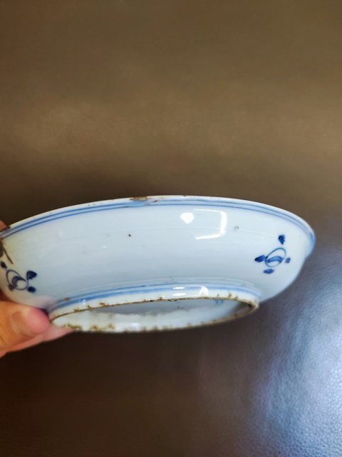 古玩陶瓷明崇禎如意云紋青花盤拍賣，當前價格750元