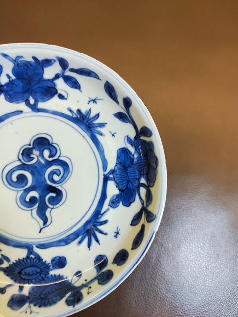 古玩陶瓷明崇禎如意云紋青花盤拍賣，當前價格750元